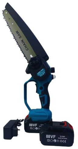 Mini Sega Elettrica a Batteria, Motosega 8 Pollici 400W con 2 Batterie 21v, Valigetta Portatile, Potatura con Olio Automatico Taglio del Legno Rami Giardino