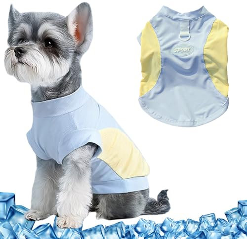 Yoolhamy Kühlweste für Hunde, Sommer-T-Shirt, atmungsaktiv, kühlender Mantel mit D-Ring, Welpen-T-Shirt, schnell trocknend, leicht, kühlende Hemden für kleine Haustiere, Chihuahua, Yorkshire-Kleidung