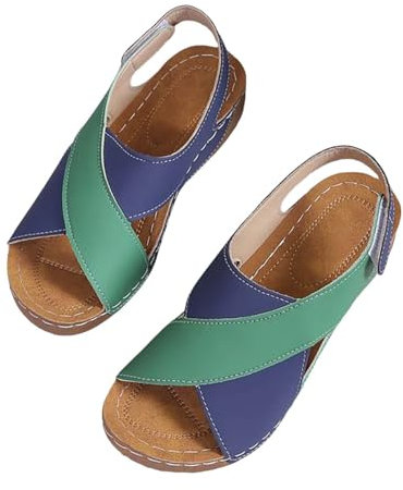 Sandales orthopédiques pour femme - Ultra confortables - Antidérapantes - Sandales de plage avec talon compensé - Respirantes - Bout ouvert - Sandales d'été, vert, 37 EU