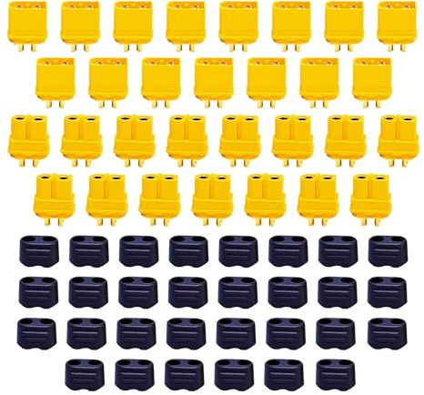 HAXIHA 30 Stück XT60 Batterie Anschlüsse XT60H Männlich Weiblich Rundstecker Stecker,Male Female Bullet Connectors(15 Paar),für RC Lipo Akku Airplane Helicopter Multicopter