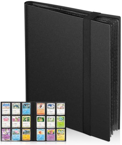 Euqvunn Raccoglitore Carte, 24 Fogli 432 Tasche Album Carte Collezionabili, Binder Cartes a caricamento laterale, Album Porta Cartes a doppia facciata, Card Binder per Pokemon,MTG,Sports Cards(nero)