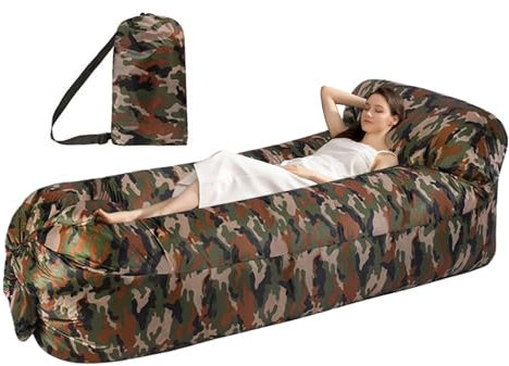 Inflatable Lounger Air Sofa - Inflatable Couch | Blow Up Couch | Anti-Leak, airchairs Bed with Headrest, Portable Bag, Camping Accessories for Picnics Music Festivals Beach Hiking Parties