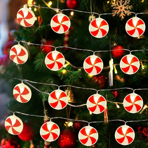 Lichterkette Weihnachten, 3M 20pcs LED Lichterkette mit Zuckerstangen,Weihnachtsbaum Lichterkettes, Weihnachtslichterkettes, Weihnachtsbeleuchtung für Weihnachten Innen Außen Fenster Dekoration