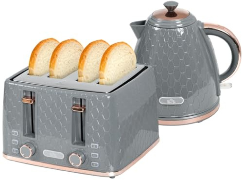 Wmmner 7L Electric Kettle and 4-Slice Toaster Set with Led Display, Honeycomb Design, Auto Shut-Off Safety Feature for Kitchen