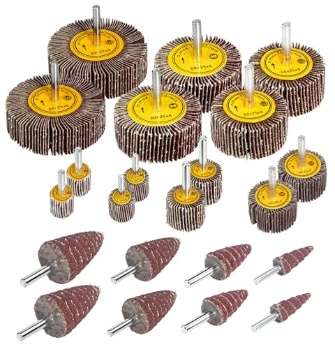 Abrasive Flap Wheel Sander,24 Pack 80 Grit 1/4 Shank Diameter Cone Shape Abrasive Sandpaper Flap Sanding Wheel, for Remove Rust/Weld Burr/Grinding
