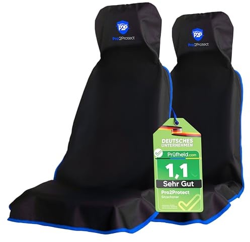 Pro2Protect® [2X Test SEHR GUT Autositzschoner Vordersitze | WASSERDICHT | Autositzbezüge Sitzauflage Sitzbezüge Schonbezug Nicht Seitenairbagfähig Sitzschoner Auto Zubehör Innenraum Gadgets