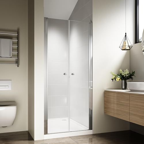 OsmanthBD Duschtür Nische 86x185 cm Einbaumaß 85-90 cm Chrom | Pendeltür aus 6 mm ESG Sicherheitsglas mit Nano-Beschichtung für eine pflegeleichte und langlebige Oberfläche