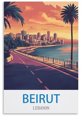 CTZIKWW Beirut Libanon Vintage-Reiseposter, 60 x 90 cm, Leinwand-Kunstdruck, Bild, Wandkunst, Gemälde