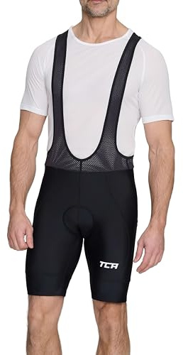 TCA Culotte con Tirantes Hombre Acolchado – Pantalón Corto Ciclismo con Bolsillos Laterales – Tejido Secado Rápido Carretera, Gravel y MTB - Negro, L