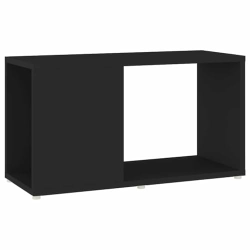 Coespram Mobile TV nero, 60 x 24 x 32 cm, in legno, stretto con scomparti aperti, per soggiorno, moderno mobile TV e libreria versatile per media e decorazione