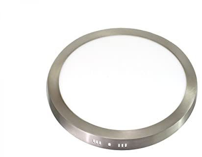 Jandei - Downlight Plafón LED 24W Redondo De Superficie, Ø300 milímetros, Fabricado en Aluminio, Aro Color Acero. Perfecto para Iluminar Oficinas, Salones, Cocinas, Baños (Blanco Frío 6000k)