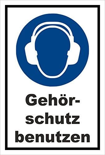 Schild - Gebots-zeichen - Gehör-schutz benutzen - entspr. DIN ISO 7010 / ASR A1.3 – 30x20cm mit Bohrlöchern | stabile 3mm starke PVC Hartschaumplatte – S00361-006-A +++ in 20 Varianten erhältlich