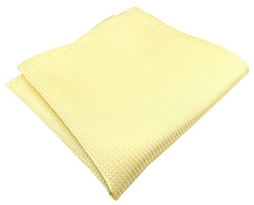 TigerTie Designer Seideneinstecktuch in gelb blassgelb silber gepunktet - Einstecktuch 100% Seide