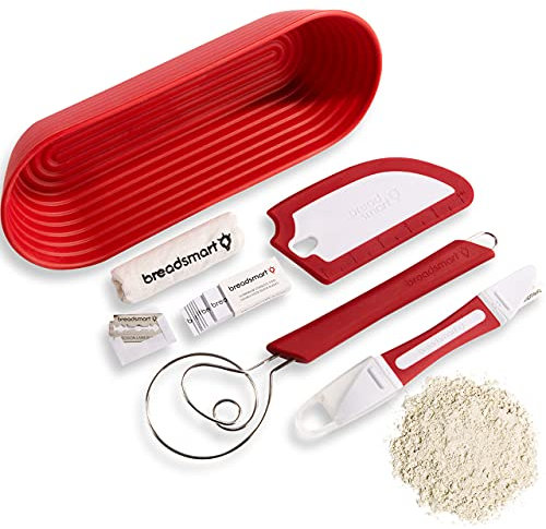 Breadsmart Artisan Bread Making Kit - 5 PC-Backzubehör-Satz - Lame, Schaber, Schneebesen, Baumwolleinlage