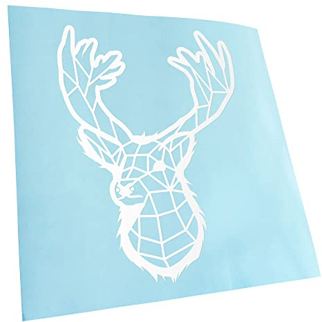 Kiwistar - Autoaufkleber - Polygon Hirsch REH Figur Tier Art - weiss - 13x10cm - Heckscheibe Auto Aufkleber wetterfest für Kfz LKW Mofa Truck - Sticker außen selbstklebend Tuning Zubehör für Fenster