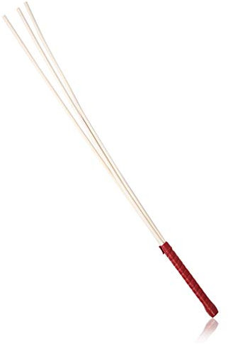 Yangver Gerten Flogger Hart Holz Peitsche 3 Rattanstränge Reitgerten 60 cm,Spanking Sklave Sex Spielzeug SM Bondage Cosplay (Rot)