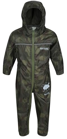 Regatta Kids puddle suit - all in one waterproof for kids - Breathable and rain proof hooded outdoor warm Puddlesuit - reflective trim and taped Seams - playsuit For Boys and Girls