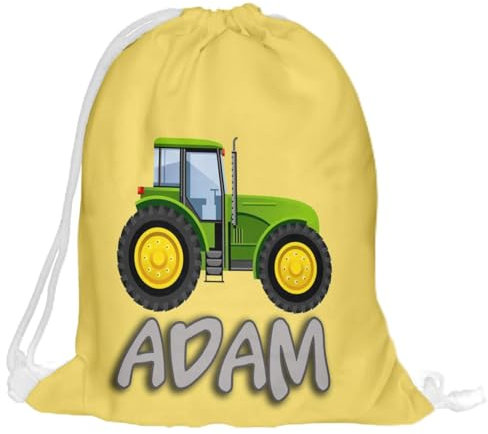 Kinder Turnbeutel mit Namen Beutel Fullprint Tasche Gymsac Jutebeutel Print Bag Fitness Traktor [010]