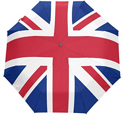 RXYY England UK British Flag Folds Auto Open Close Umbrella for Women Men Boys Girls Windproof Compact Travel Lightweight Rain Umbrella