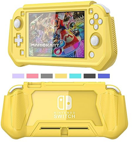 iNOTOGG Coque de protection d'écran compatible avec Nintendo Switch Lite avec poignée de main, coque de protection détachable avec motif antichoc et anti-rayures pour Nintendo Switch Lite, jaune