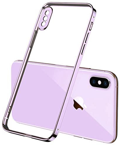 Mixroom - Cover Custodia per iPhone X Bordi Piatti Protezione Fotocamera in Silicone TPU Placcatura Lilla