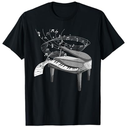 Flügel Musik Noten Pianist Musikinstrument Piano Klavier T-Shirt