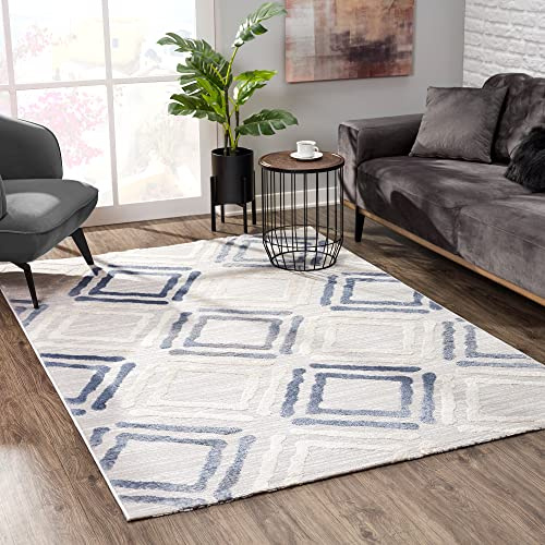SANAT Evra Teppich für das Wohnzimmer - Kurzfloriger Teppich mit modernem Design - Geeignet für Wohnzimmer, Flur, Korridor, Esszimmer, Schlafzimmer, Küche und Kinderzimmer - Kubisch Grau, 200 x 280 cm