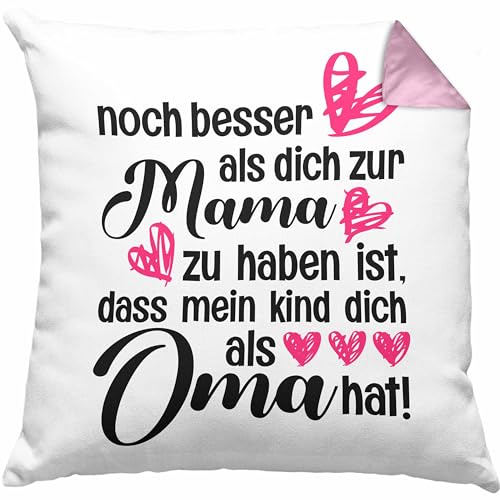 Trendation Mutter Geschenk Kissen mit Füllung 40x40 Muttertag Mama Oma Süßer Spruch Geschenkidee (Rosa)