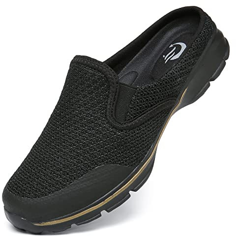 CELANDA Zoccoli e Sabot Donna Uomo Ciabatte Leggero Traspiranti Pantofole da Casa Comode Antiscivolo Scarpe da Giardino Spiaggia all'aperto,Nero,38 EU