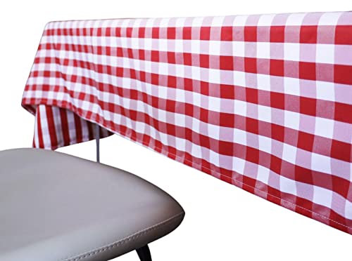 Weavric Karierte Rechteckige Tischdecke, 132 x 290 cm, waschbar, knitterfrei, Gingham-Leinen für Buffet-Tisch, Outdoor-Picknick, Hotel, Restaurant, Party, Urlaub, Weihnachten, Rot und Weiß