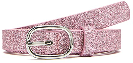 Elegantyl Paillettes Ceinture Femmes Ceinture Mince Ceinture En Cuir Pu Anneau En Métal Boucle Ceintures 1.8cm Largeur Pour Ceinture Décontractée Pour Femmes
