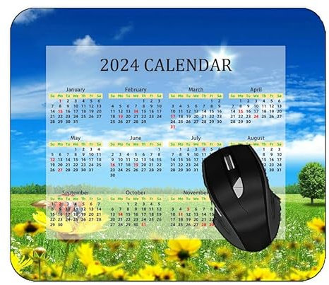 YENDOSTEEN Mauspad 2024 Kalender,Caterpillar Grasblumen Weiß Mauspads 260 * 210 * 3 mm