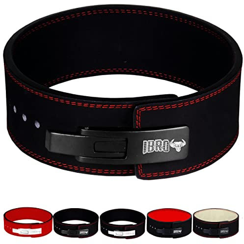 IBRO Powerlifting Lever Gym Belt - Power 8 mm Extreme Heavy Duty Echtleder Gürtel - Kniebeugen, Kreuzheben, Bodybuilding, Gewichtheben, IPF Powerlifting Strongman für Männer, 8 mm, AllBlack XXL