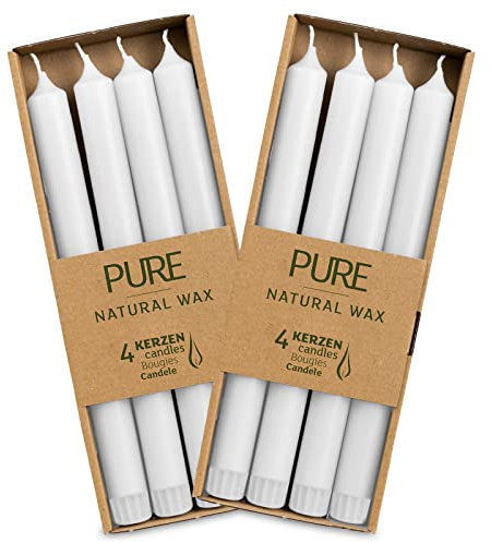 100% PURE NATURAL Stabkerze Haushaltskerze nachhaltig Natürliches Wachs 25 cm 10h RAL Germany ohne Duft Ökokerze Biokerze (Sand)