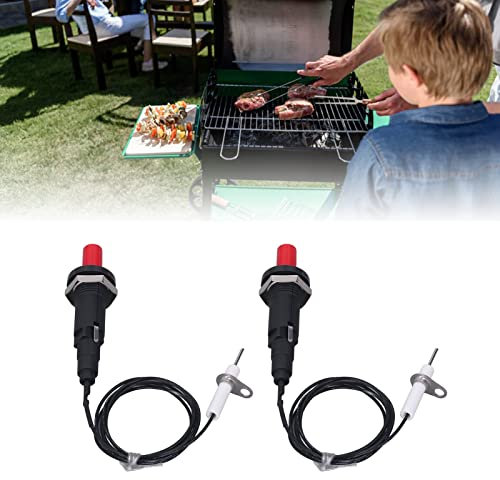 2 Pcs Piezo Igniter, 1 Out 2 Push Button Igniter with Ignition Needle Wire 1 Meter, Propane Push Button Igniter, Grill Stove Spark Ignition, Piezoelectric Ignition for Fireplace, Oven, Heater, Camping