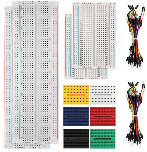 Xiatiaosann 140pcs Breadboard Assortment kit, With 2Pcs 830 Tie Points breadboard & 2Pcs 400 Tie Points breadboard & 6Pcs 170 Tie Points & 130Pcs Jumper Wires