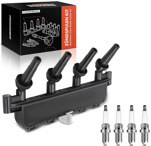 Frankberg 1x Zündspule + 4x Zündkerze 596319 | Kompatibel mit 106 II 1, Xsara N1, 306 7B N3 N5, Partner Kasten 5_ G_, Xsara Picasso N68, 307 Break 3E, Berlingo MF