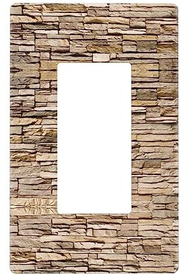 Rustic Rocks - Placa de pared decorativa de ladrillo para interruptor de luz, atenuador, receptáculo