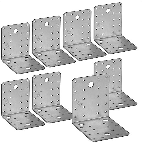 com-four® 8x Winkelverbinder aus verzinktem Stahl - Halterungen für Holzbalken - Befestigung für den Bau von Schreibtischen, Gartenhäusern und anderen Projekten (Pack 3)