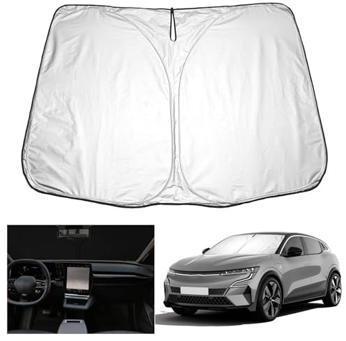 YEE PIN Megane etech Parasol Coche Compatible con Renault Megane E-Tech 2022 2023 2024, Parasol Plegable Coche Parabrisas Parabrisas Protección UV Polvo