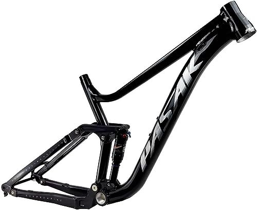 GPECTIFO Vollgefederter Mountainbike-Rahmen 27,5er/29er Downhill MTB Rahmen 16''/18'' 3.0 Reifen Boost Thru Achsenrahmen 148 mm (Farbe: Schwarz, Größe: 40,6 cm)