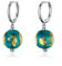 Delicados aretes de aro pequeños colgantes de tierra azul para mujeres y niñas, plata de ley 925, continentes dorados, aretes redondos de cristal de Murano para orejas sensibles, joyería de moda,