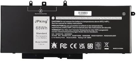 JPking GJKNX Batterie pour Dell Latitude 5480 5580 5280 5288 5590 5488 5490 5491 5495 5591 E5480 E5580 E5490 E5590 Precision 15 3520 3530 Serie GD1JP DY9NT 5YHR4 451-BBZG 7.6V 68Wh