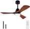 BOJUE - Ventilador de Techo de 106 cm con Luz LED Regulable y Control Remoto, Aspas de Madera para Interior/Exterior, 3 Aspas, 6 Velocidades Silenciosas, para Sala, Dormitorio, Terraza y Oficina
