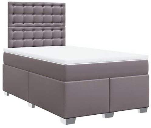 vidaXL Boxspringbett mit Matratze Grau 120x200 cm Kunstleder