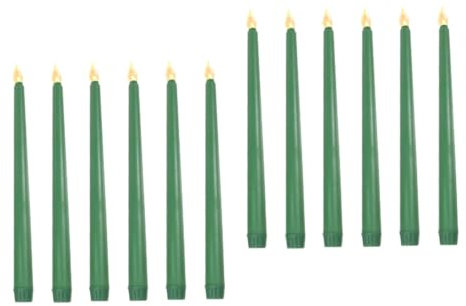 HOMSFOU 12 Pcs Colored LED Taper Candles - Battery Operated, Flameless, Plastic