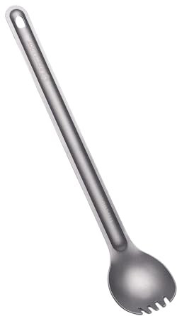 Bestargot Reisebesteck Titan Göffel Spork, Extra Lang Camping Outdoor Besteck mit Tasche, Ultraleicht und Tragbar Campingbesteck für Trekking Wandern Picknick
