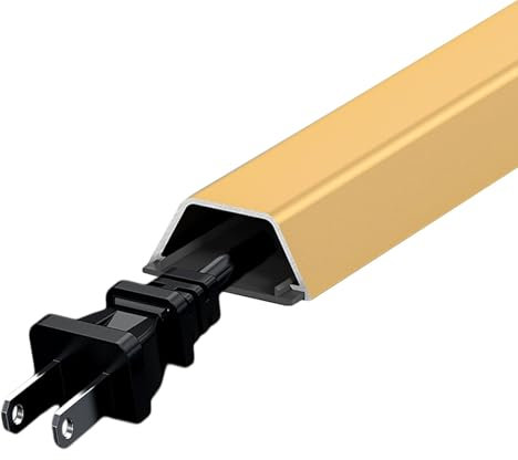YLLSMGS Kabelkanal Fußboden Kabelkanal Holzoptik Metallkabelabdeckung für Boden Ecke Decke mit Selbstklebender Rückseite für Zuhause(Gold)