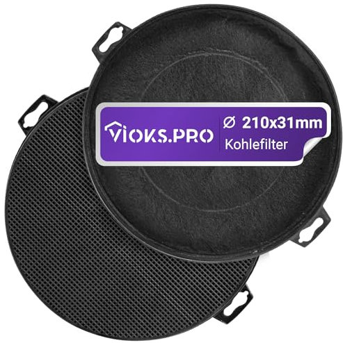 Viоks.pro 2x Aktivkohlefilter Kohlefilter für Dunstabzugshauben 210mm Ersatz für Bosch 00353121 DHZ5140 AEG 9029793719 Whirlpool 484000008579 481281718524 Dunstabzug Filter Abzugshaube Filter Rund