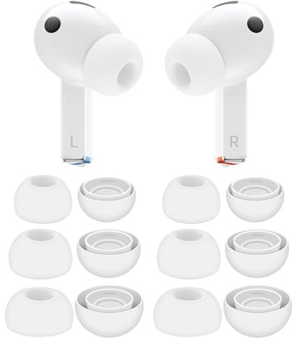 IiEXCEL Galaxy Buds 3 Pro Ohrstöpsel für Samsung Galaxy Buds 3 Pro, 6 Paar, S/M/L, Ersatz aus weichem Silikon-Gummi, Flexible Gel-Ohrstöpsel, passend für Samsung Galaxy Buds 3 Pro, Weiß